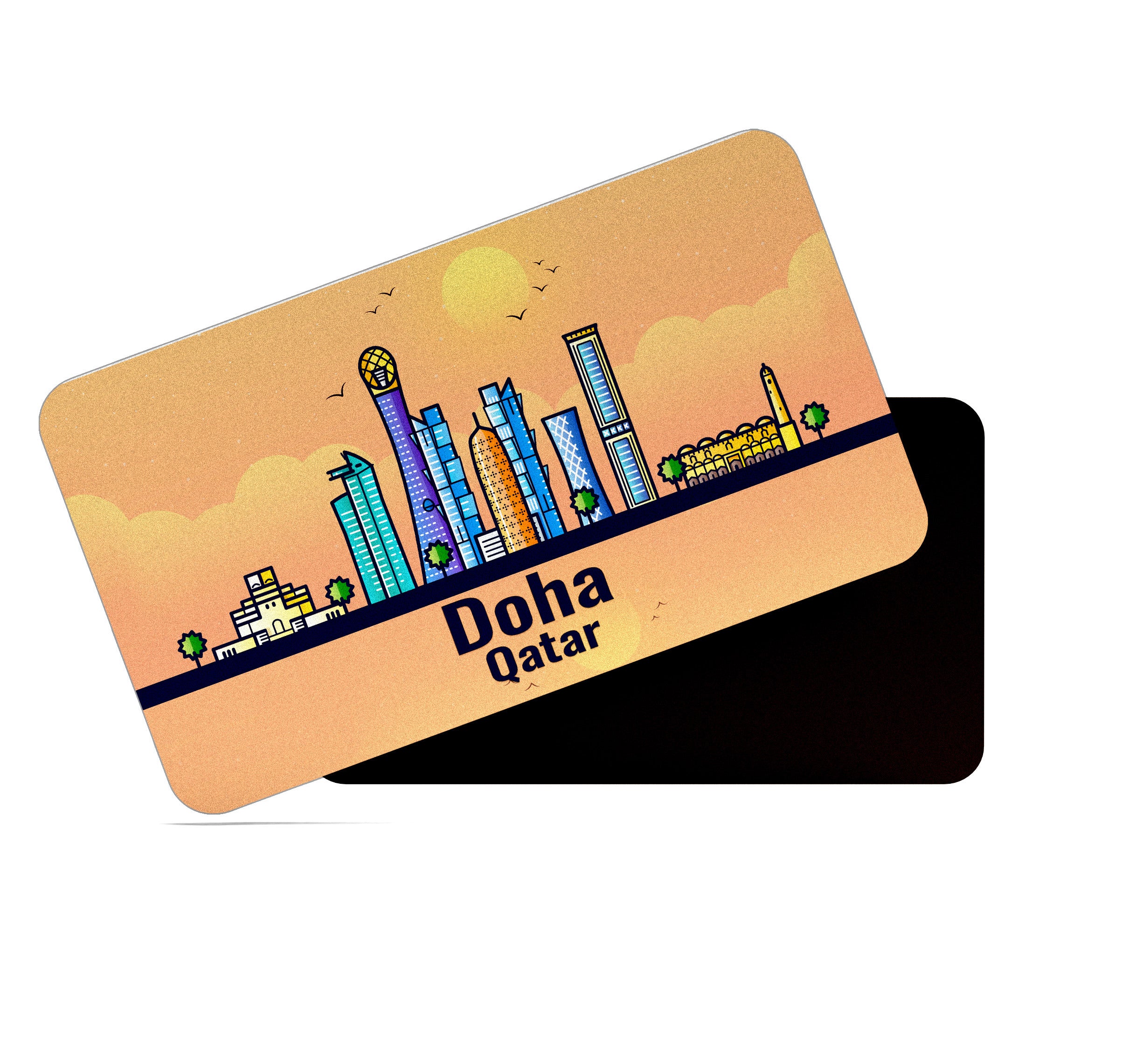 dhcrafts Rectangular Fridge Magnet Orange Qatar Doha Design Pack of 1 (8.6cm x 5.4cm)